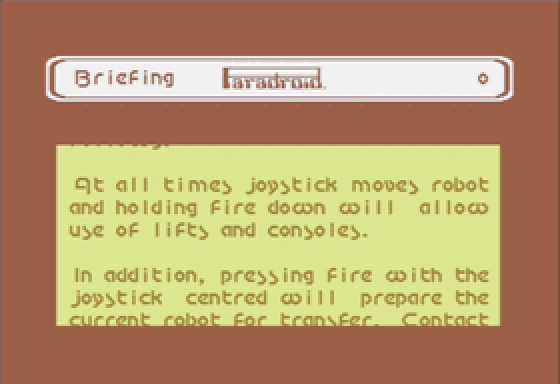 Paradroid on the COMMODORE 64